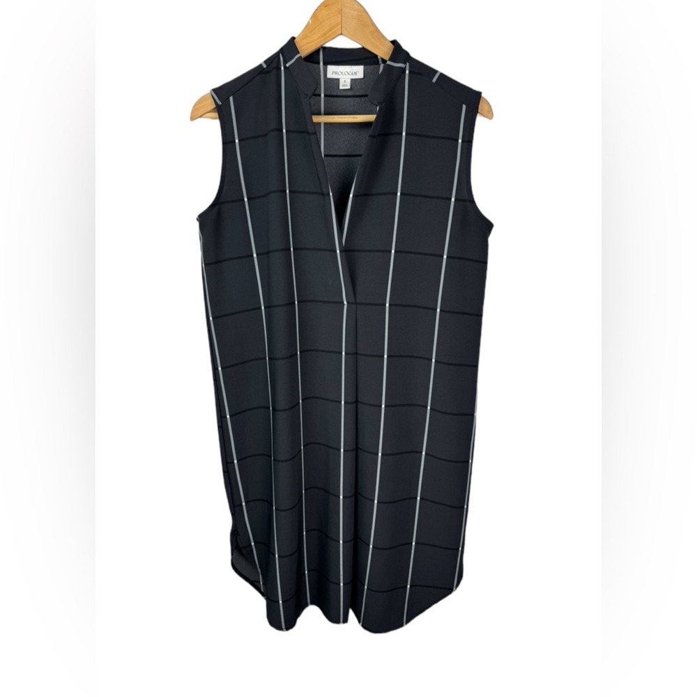 PROLOGUE Black & White Window Pane Sleeveless Shirt Dress Size Small shift dress